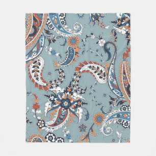 Seamless trendy background with paisley in Indian  Fleece Blanket