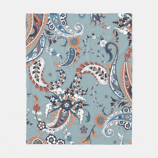 Seamless trendy background with paisley in Indian  Fleece Blanket (Front)