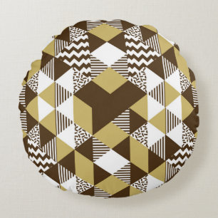Seamless triangle: geometric gold fashion. round pillow