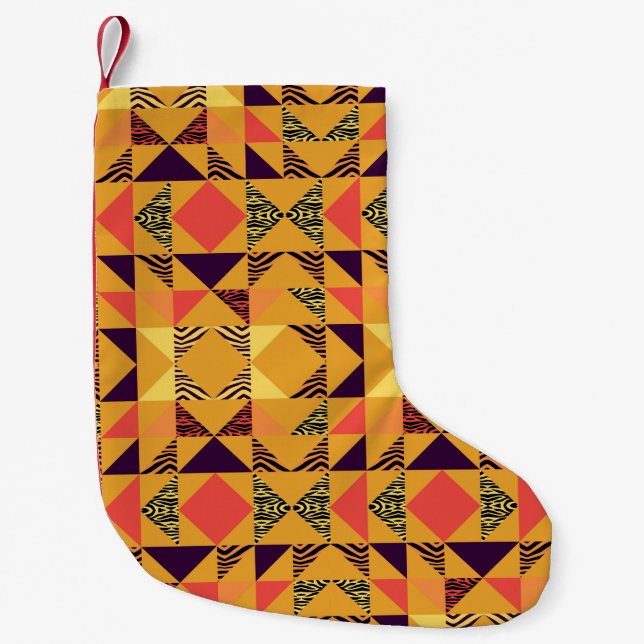 Seamless triangle pattern abstract background with small christmas stocking (Front)