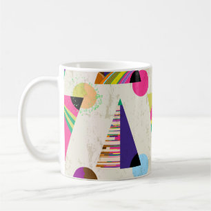 seamless triangle pattern background, hipster retr coffee mug