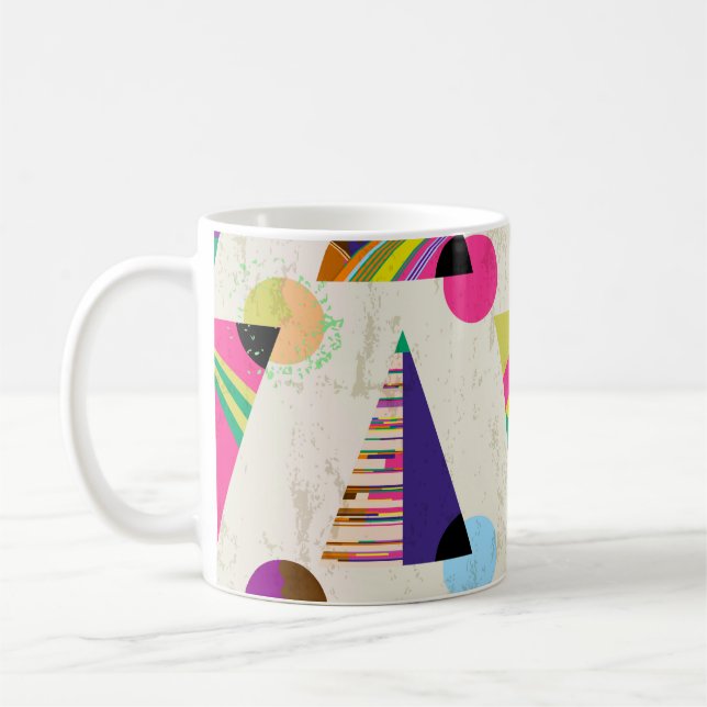 seamless triangle pattern background, hipster retr coffee mug (Left)