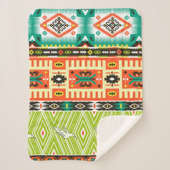 Seamless tribal pattern with geometric elements an sherpa blanket (Front)