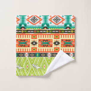 Seamless tribal pattern with geometric elements an wash cloth