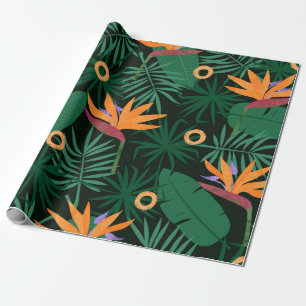 Seamless tropic pattern with strelitzia flowers an wrapping paper