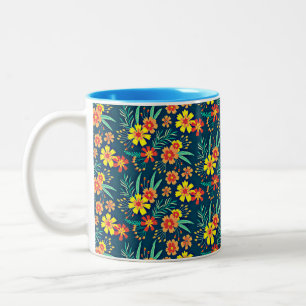 Seamless Tropical Floral Pattern-46566 Two-Tone Coffee Mug