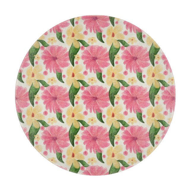 Seamless tropical floral pattern  cutting board (Front)