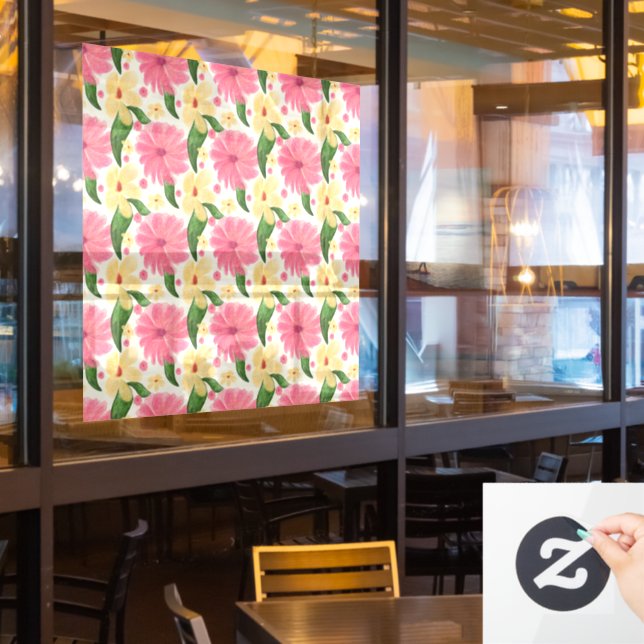 Seamless tropical floral pattern  window cling (Restaurant Window)