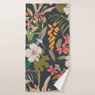 Seamless tropical flower pattern background bath towel