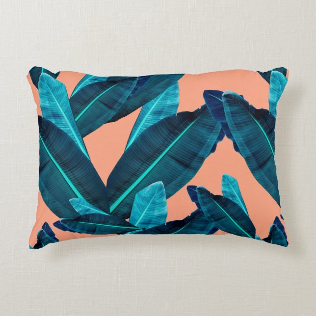 Seamless tropical flower, plant and leaf pattern b accent pillow (Front)