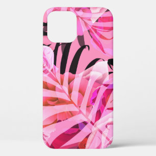 Seamless tropical flower, plant and leaf pattern b iPhone 12 case