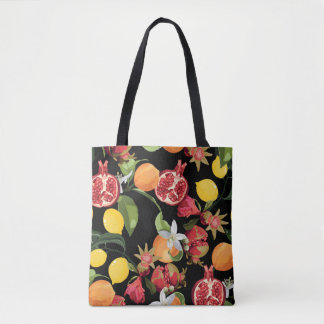 Seamless Tropical Fruits Pattern. Exotic Backgroun Tote Bag