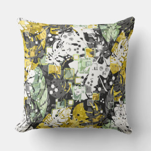 Seamless tropical jungle exotic abstract geometric throw pillow