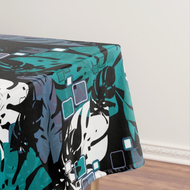 Seamless tropical jungle leaves monstera palm abst tablecloth (In Situ)