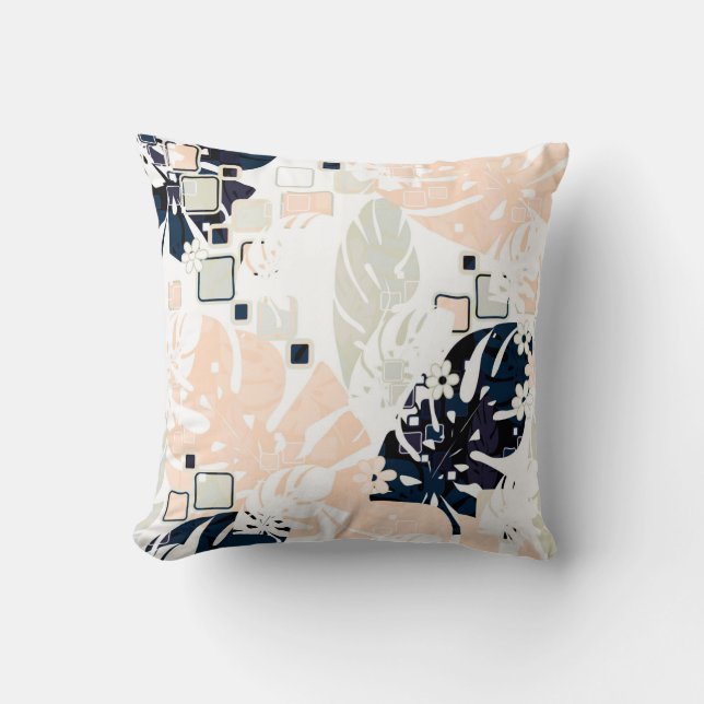 Seamless tropical jungle leaves monstera palm abst throw pillow (Front)