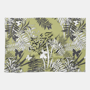 Seamless tropical jungle palm tropic leaves butter kitchen towel