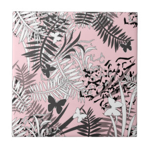 Seamless tropical jungle palm tropic leaves butter tile