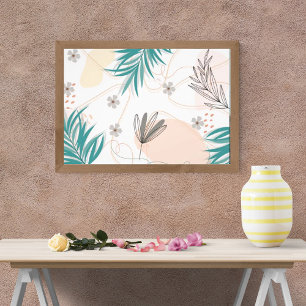 Seamless Tropical Leaves and Flowers Pattern Photo Print