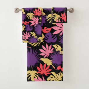 Seamless tropical leaves pattern bath towel set