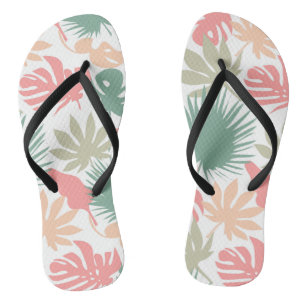 Seamless tropical leaves pattern flip flops