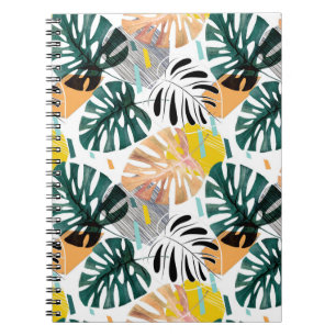 Seamless tropical pattern. Green leaves of a palm  Notebook