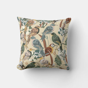 Seamless tropical pattern. Print with exotic birds Throw Pillow