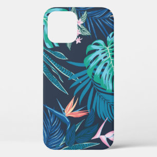 seamless tropical pattern, vivid tropic foliage, w iPhone 12 case