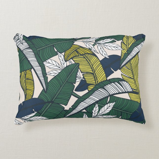 Seamless tropical pattern with banana leaves. Hand Accent Pillow (Front)