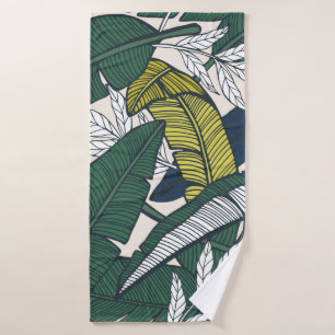 Seamless tropical pattern with banana leaves. Hand Bath Towel