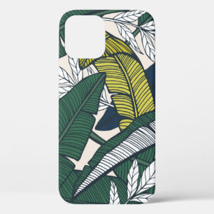 Seamless tropical pattern with banana leaves. Hand iPhone 12 Case