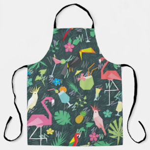 Seamless tropical pattern with birds and drinks 1 apron