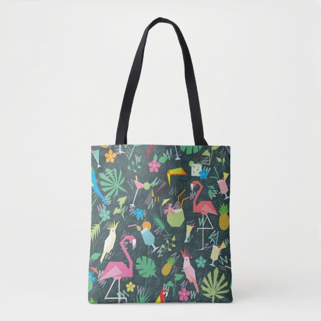 Seamless tropical pattern with birds and drinks 1 tote bag (Front)