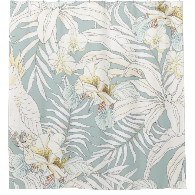 Seamless tropical pattern with flowers Orchid,  Fl (Front)