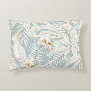 Seamless tropical pattern with flowers Orchid,  Fl Accent Pillow