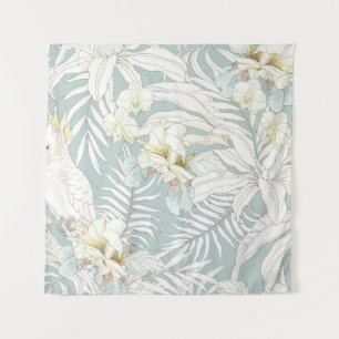 Seamless tropical pattern with flowers Orchid,  Fl Tapestry