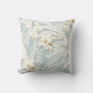 Seamless tropical pattern with flowers Orchid,  Fl Throw Pillow
