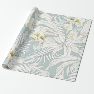 Seamless tropical pattern with flowers Orchid,  Fl Wrapping Paper