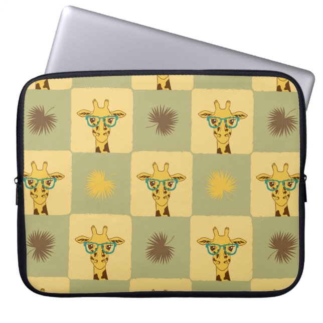 Seamless tropical pattern with giraffe and palm le laptop sleeve (Front)