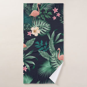  seamless tropical pattern with lush foliage, flow bath towel