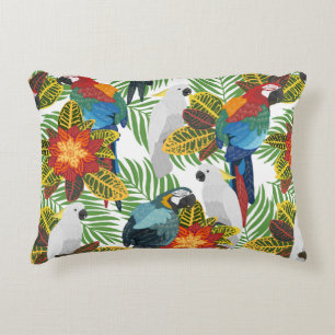 Seamless tropical pattern with parrots.  accent pillow