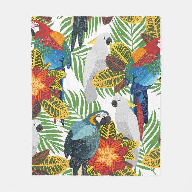 Seamless tropical pattern with parrots.  fleece blanket (Front)