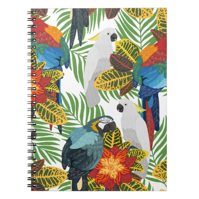 Seamless tropical pattern with parrots.  notebook (Front)