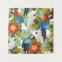 Seamless tropical pattern with parrots.