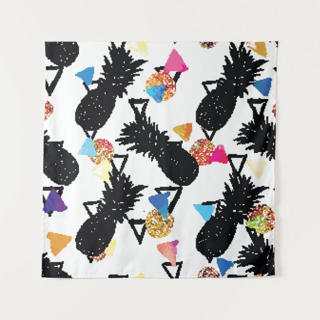 Seamless tropical pattern with pineapples and geom tapestry (Front)
