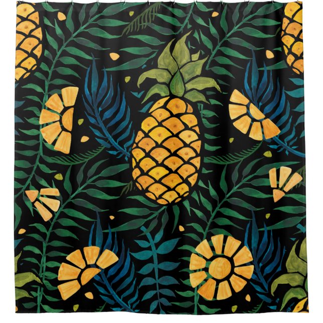 Seamless tropical pattern with pineapples and palm (Front)