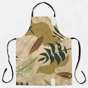 Seamless tropical pattern with plants, leaves, dec apron