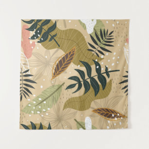 Seamless tropical pattern with plants, leaves, dec tapestry