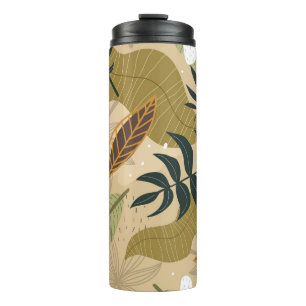 Seamless tropical pattern with plants, leaves, dec thermal tumbler