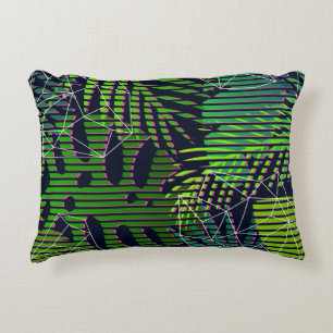 Seamless tropical pattern with tropical plants. Ha Accent Pillow