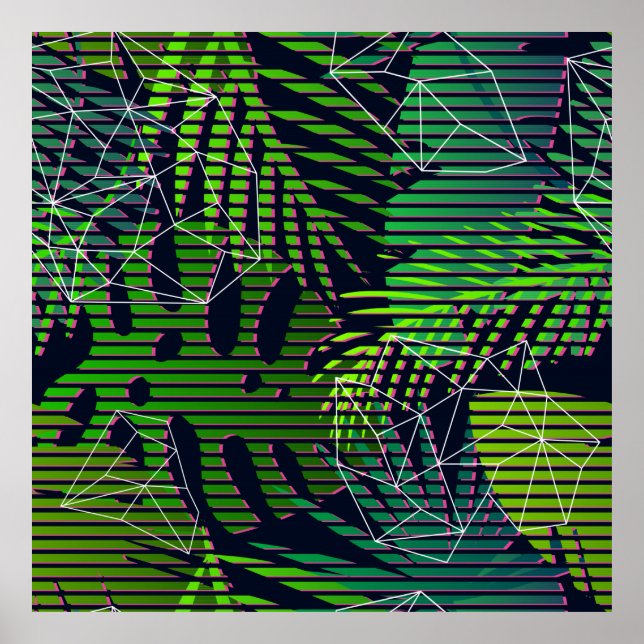 Seamless tropical pattern with tropical plants. Ha Poster (Front)